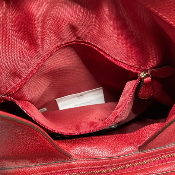 Coach Edie Pebbled Leather (33547) Shoulder Bag in Red with Dust Bag - Picture 13 of 16